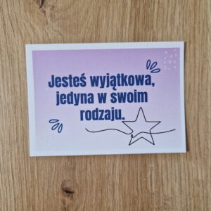 karteczka jesteś jedyna jesteś jedyna w swoim rodzaju